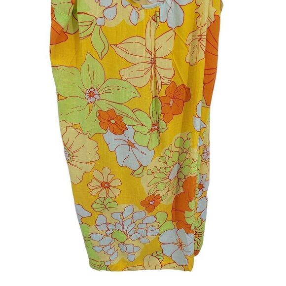 ModCloth Paradise Worthy Tie Shoulder Dress Retro 70's Hippy Flower Yellow Sz L - Picture 7 of 13